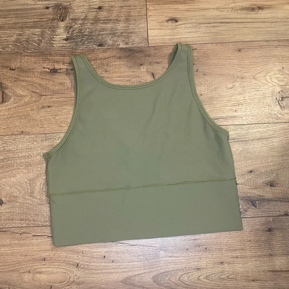 Lululemon Power Pivot Ribbed Tank Top Bronze Green Size 10